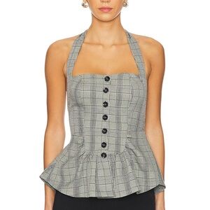 Free People Anastasia Plaid Halter Top